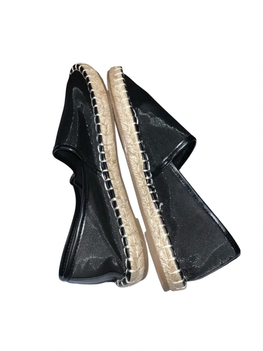 Zara Black Mesh Espadrille Slip-On Loafers